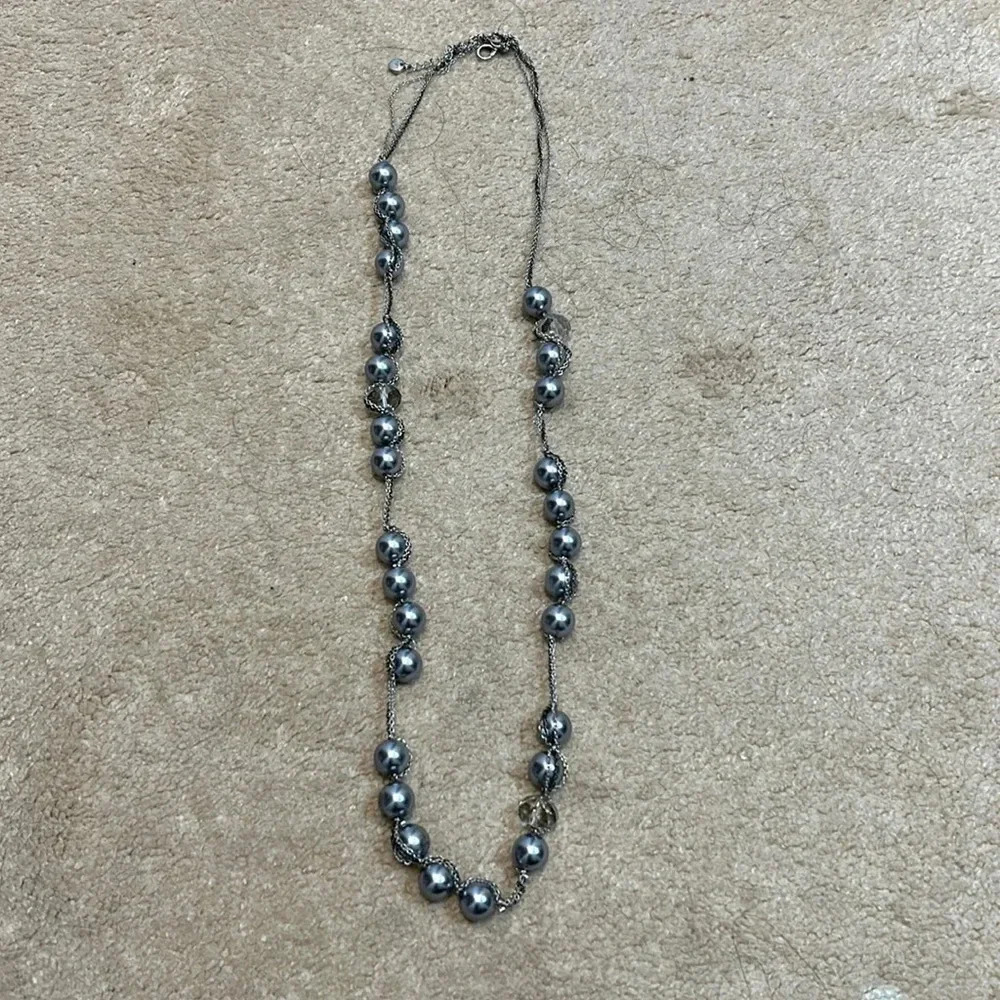 Ann Taylor gray beaded long necklace